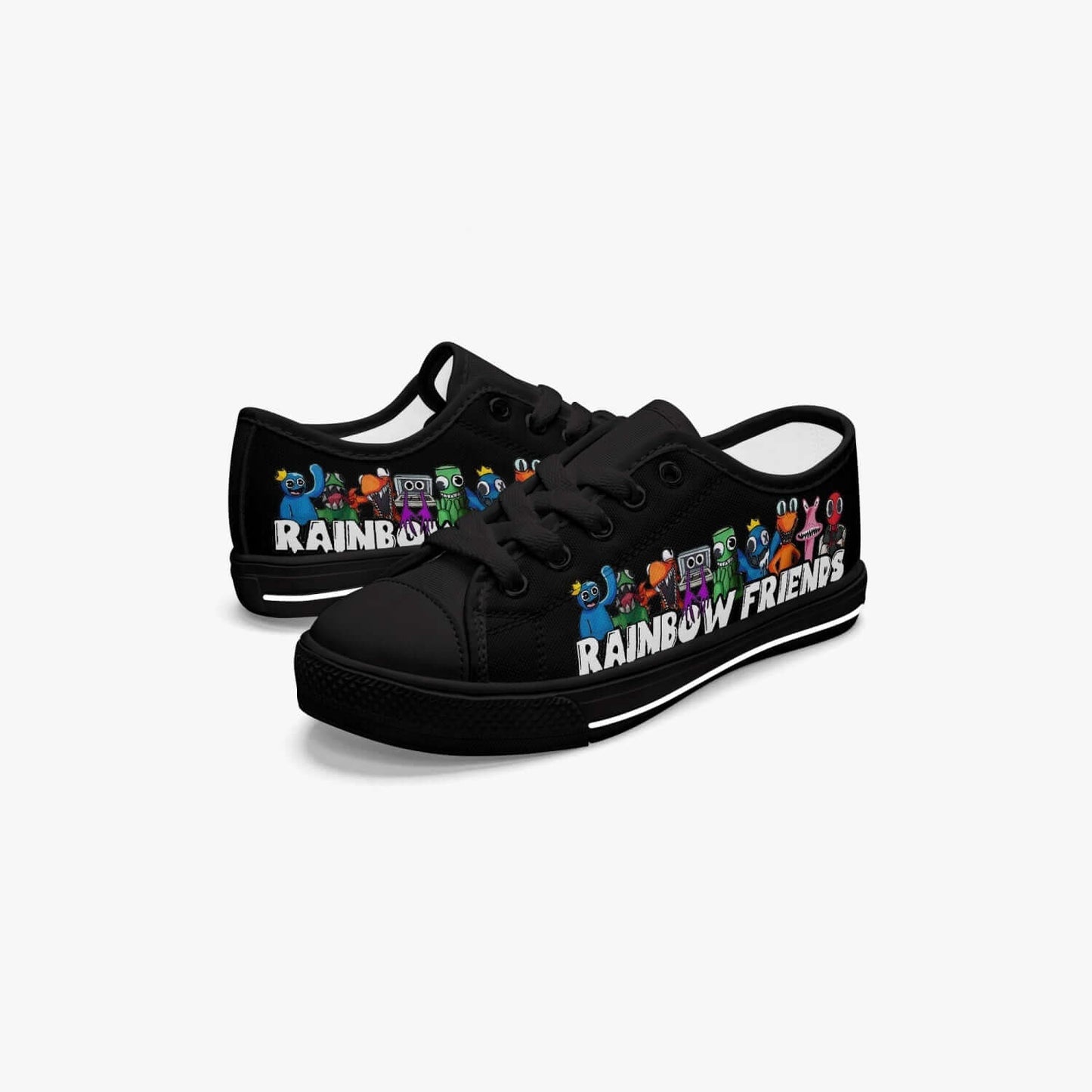 Kid’s Rainbow Character Low-Top Canvas Shoes-Black
