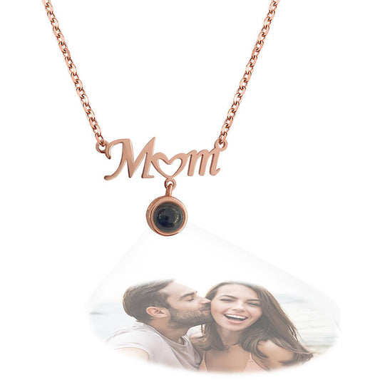 Sterling Silver Personalized Custom Mom Photo Projection Necklace with Little Heart - Premium necklace from MadeMine - Just $29.99! Shop now at giftmeabreak