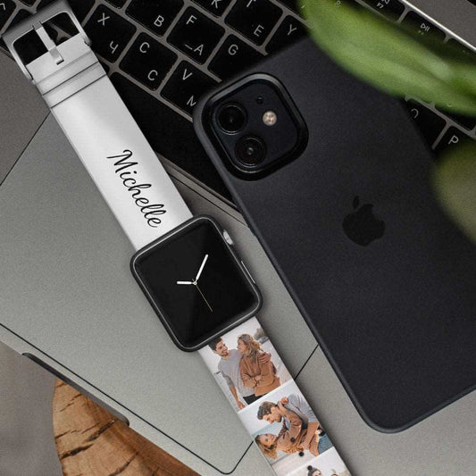 Custom Collage Photo and Name Apple Watch Band Silicone