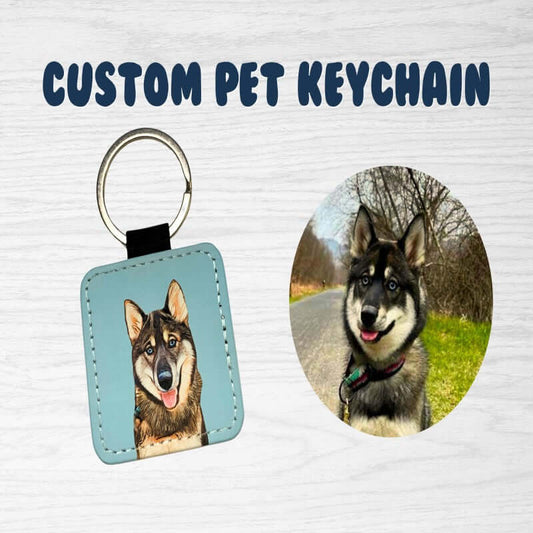Customized Leather Keychain from Your Pet Photo