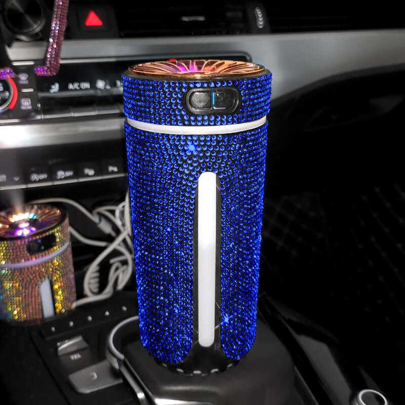 Luxury Diamond Car Humidifier LED Light Car Diffuser Auto Air Purifier Aromatherapy Air Freshener