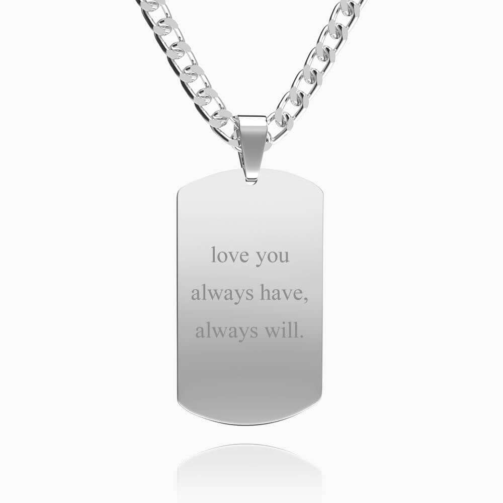 Men's Stainless Steel Custom Etched Photo Picture Dog Tag Necklace