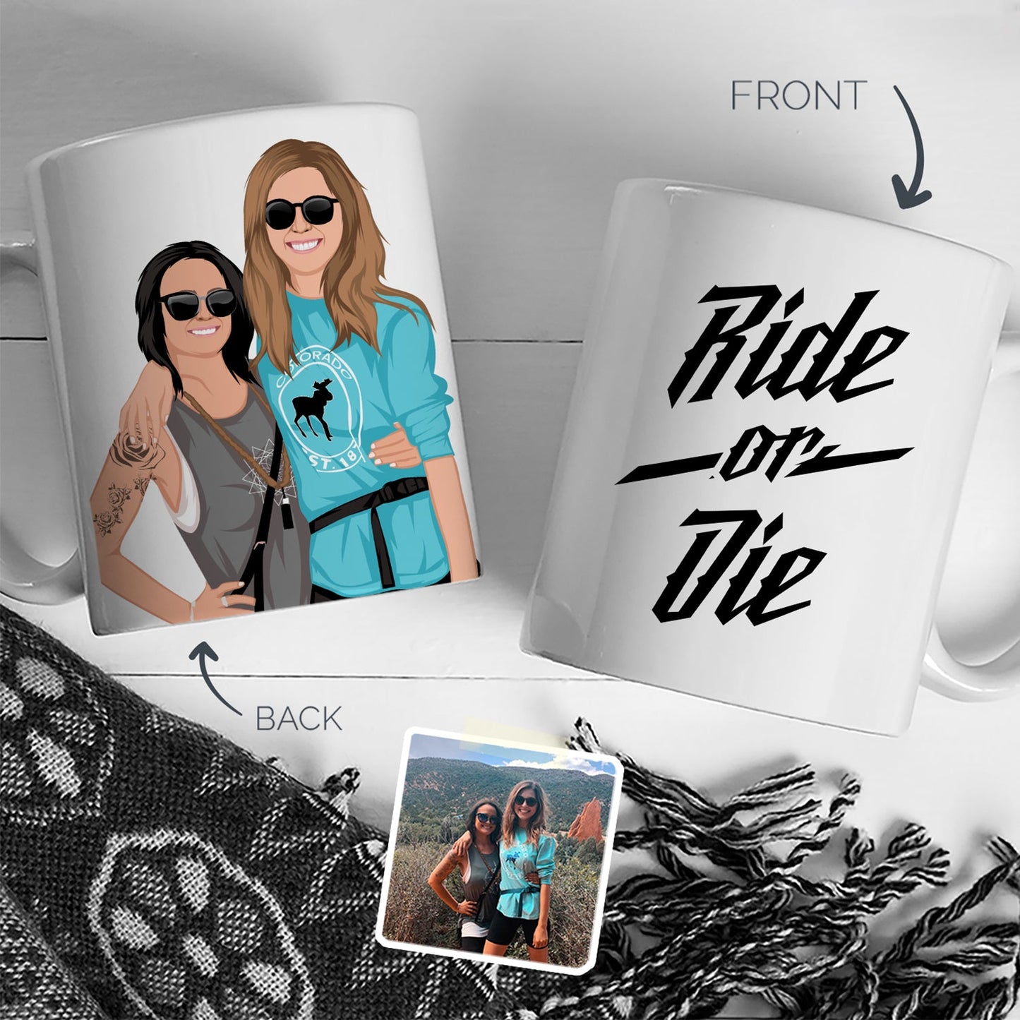 Personalized Besties Ride or Die Photo Mug
