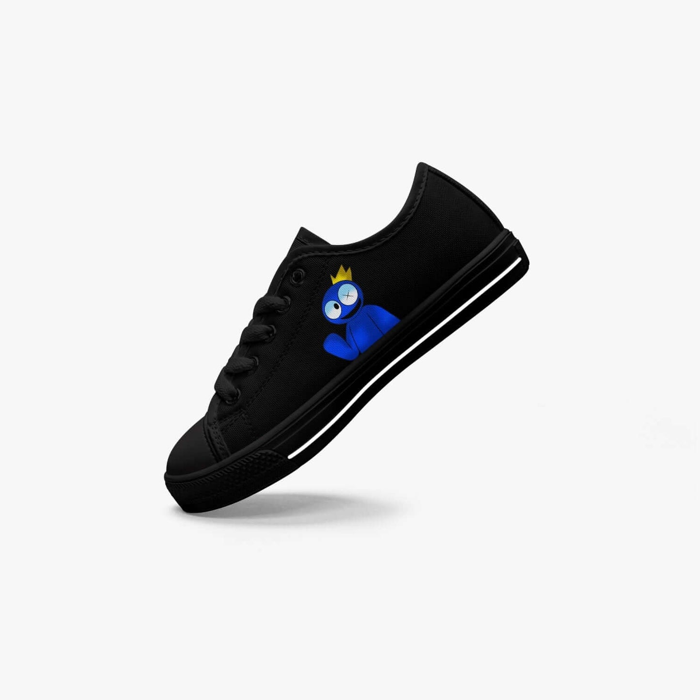 Kid’s Rainbow Blue Low-Top Canvas Shoes-Black