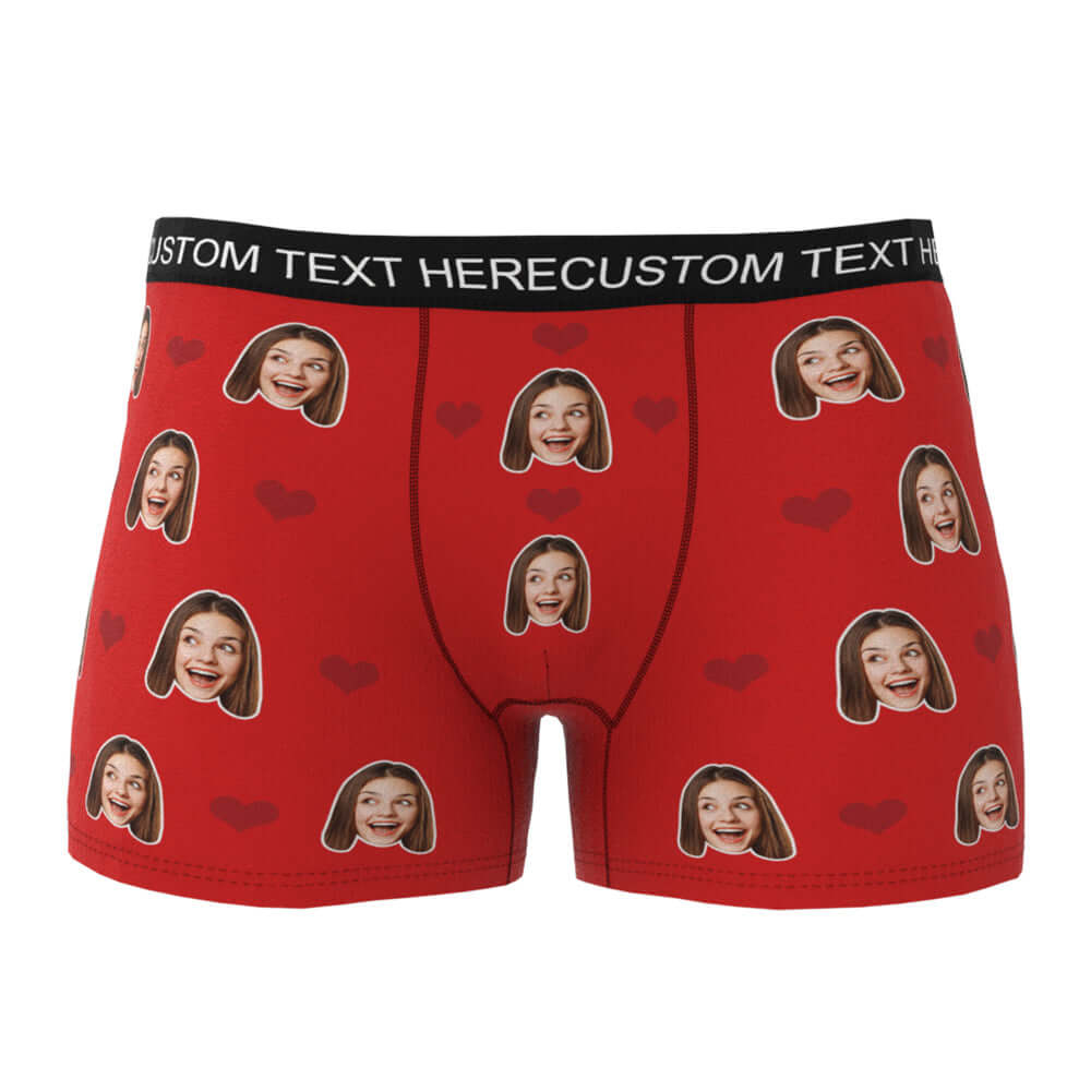 Men's Personalized Custom Photo Heart Face Boxer Briefs