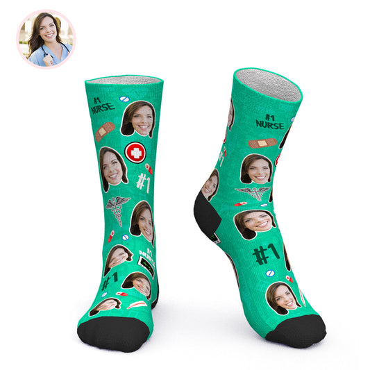 Personalized Custom Photo Face Nurse Socks