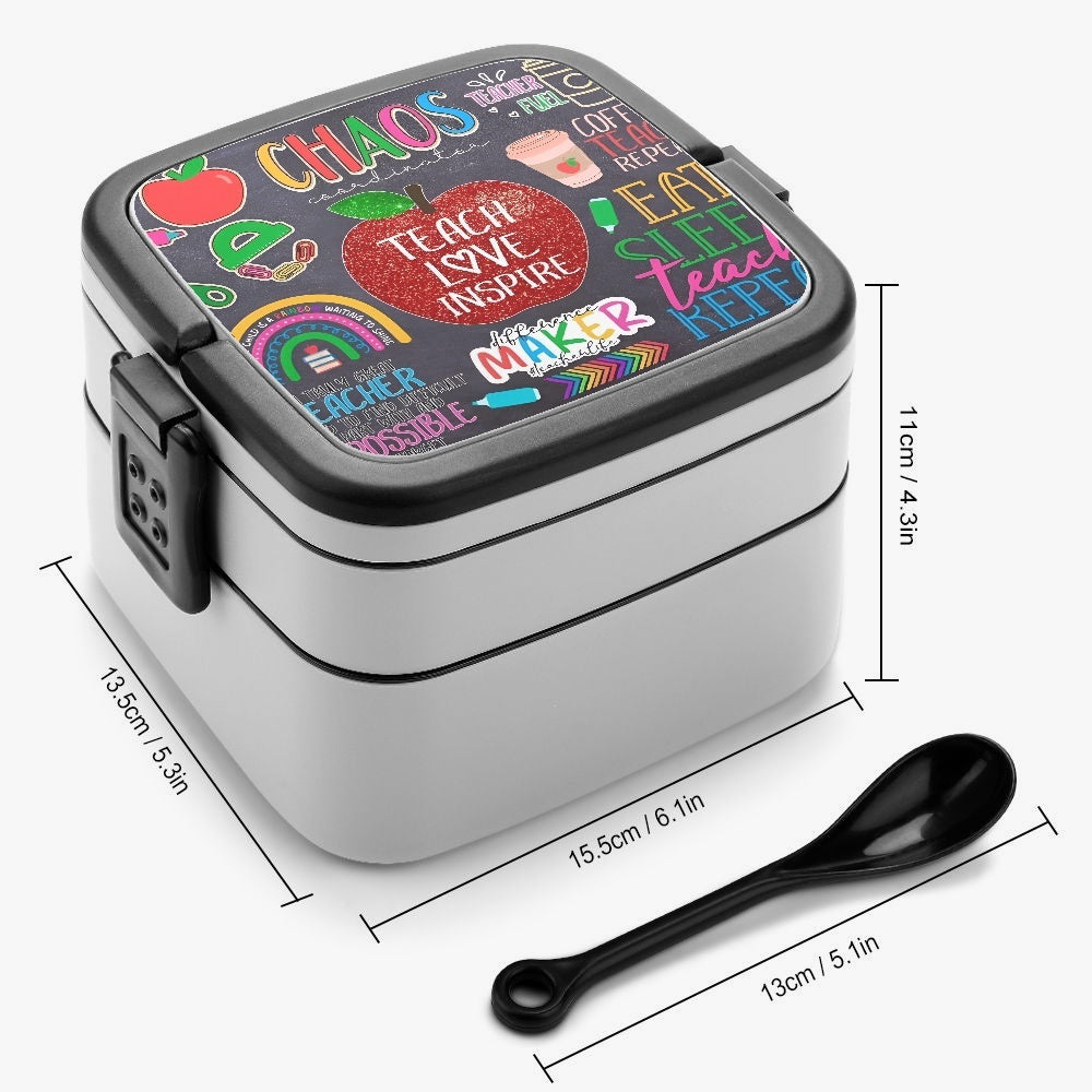 Teach Love Inspire Teacher Double-layer Bento Lunch Box - Premium lunch box from JetPrint - Just $22.99! Shop now at giftmeabreak