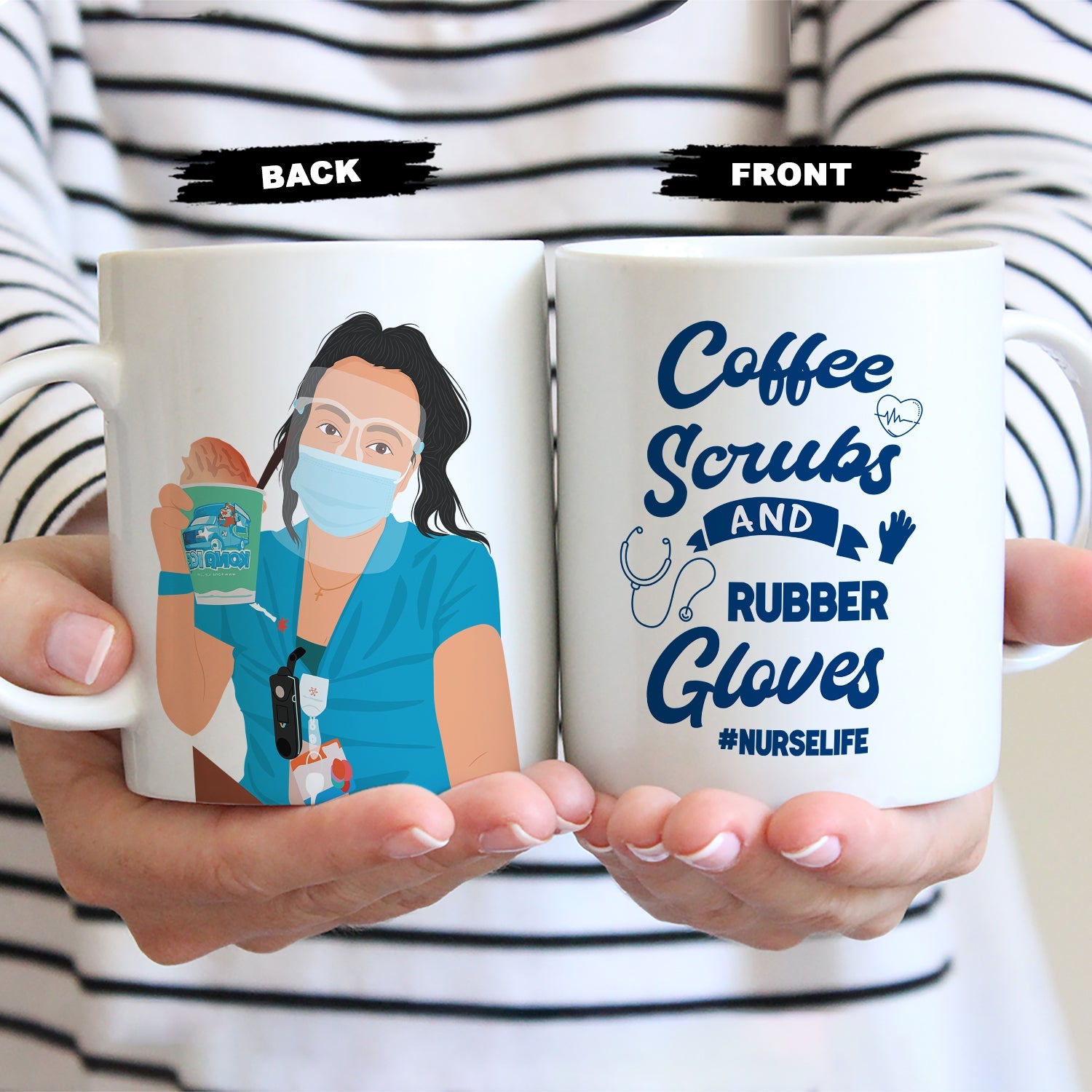 Personalized Coffee Scrubs & Rubber Gloves Nurse Mug