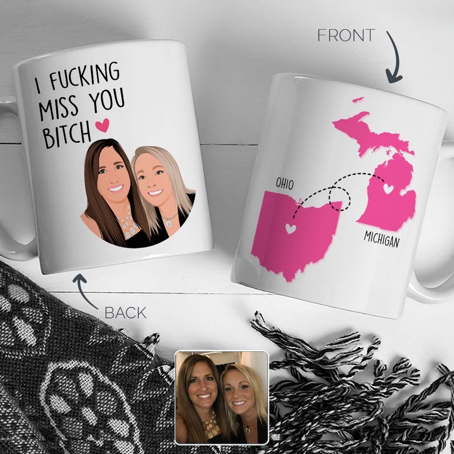 Custom Best Friends Photo Map Mug