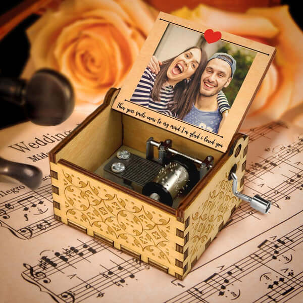 Custom Hand Crank Song Music Box With Photo And Text