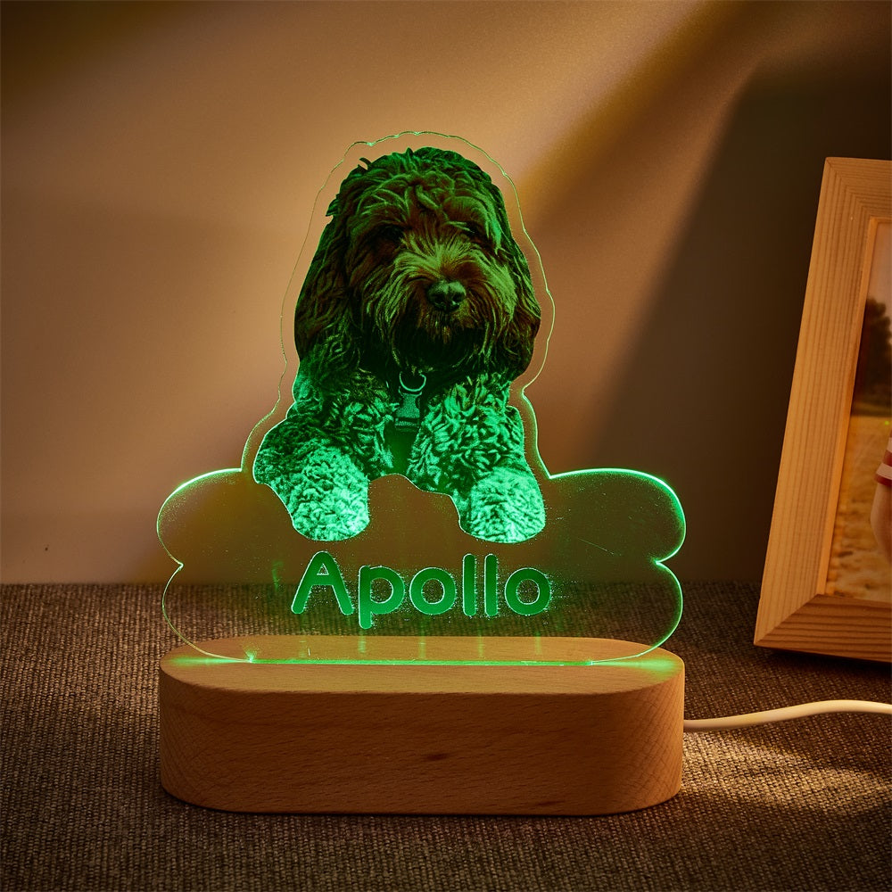 Personalized Pet Shaped LED Night Light Custom Dog Name Table Lamp