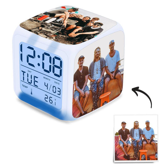 Personalized Colorful Lights Multi-Photo Alarm Clock For Bedroom