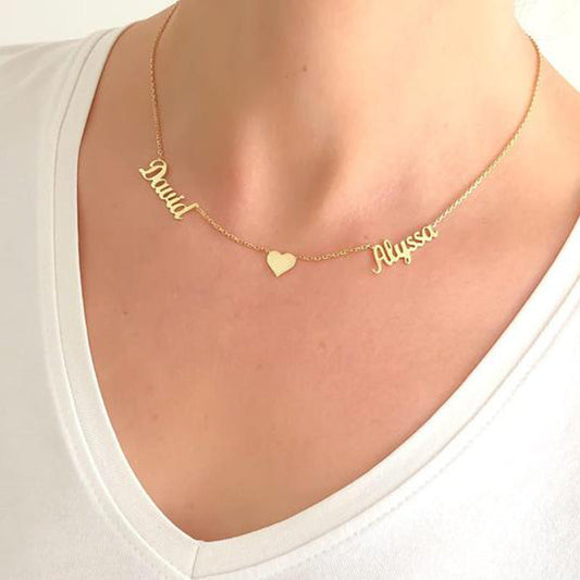 Personalized Custom Stainless Steel Gold Plated Two Name Necklace - Premium necklace from giftmeabreak - Just $43.78! Shop now at giftmeabreak