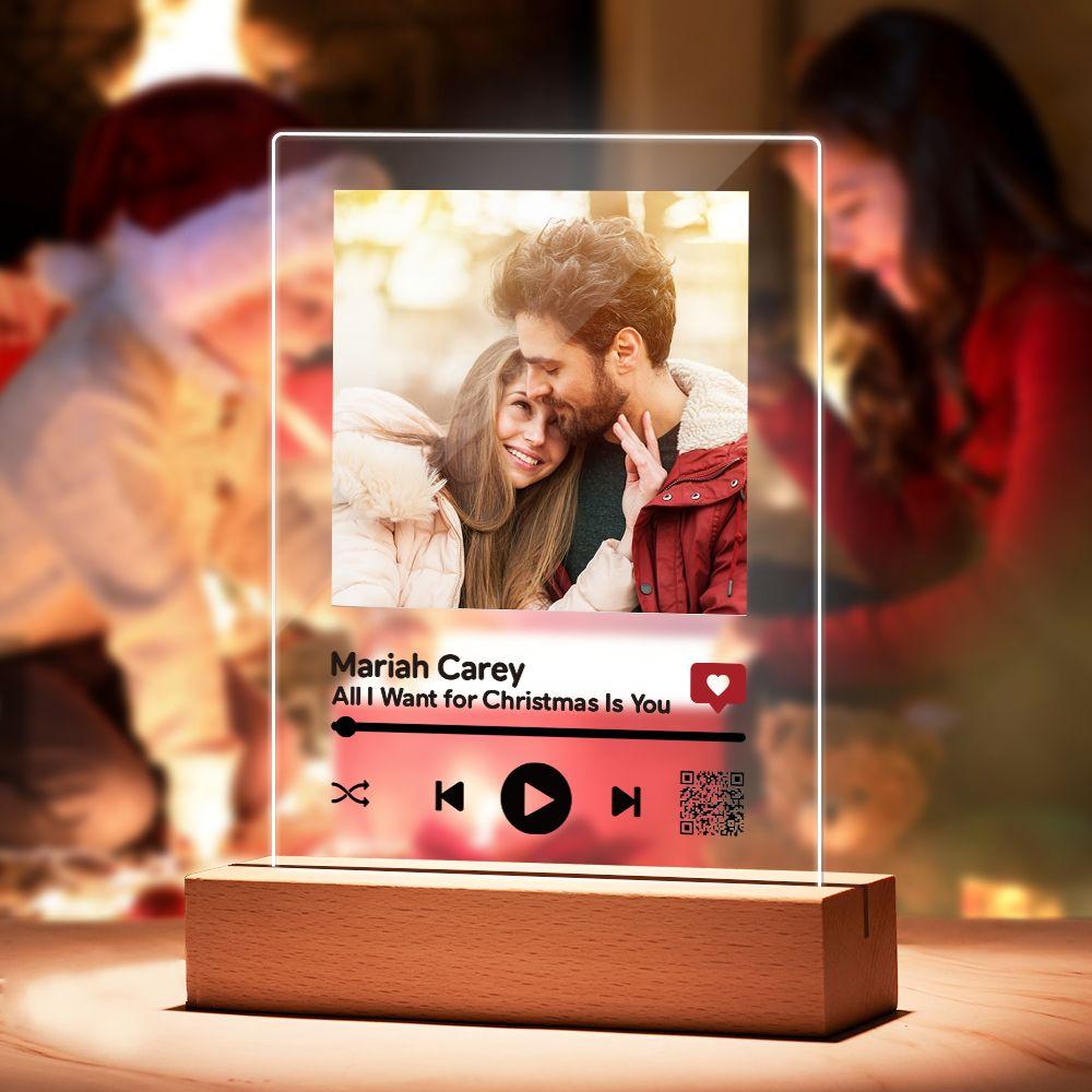 Personalized Custom Scannable Video QR Code Plaque on Wood Stand
