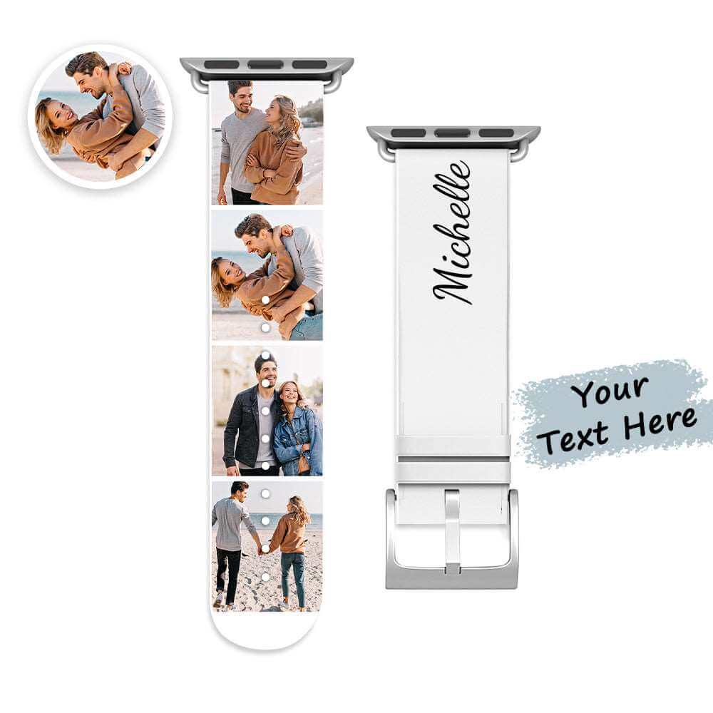 Custom Collage Photo and Name Apple Watch Band Silicone