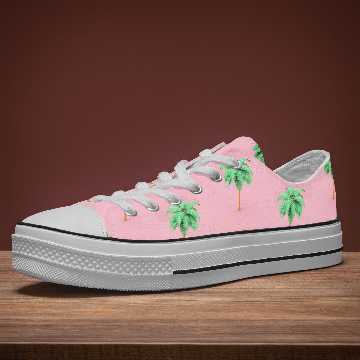 Unisex Custom Pink Palm Trees Low Canvas Shoes - Premium New Arrival from JetPrint - Just $36.99! Shop now at giftmeabreak