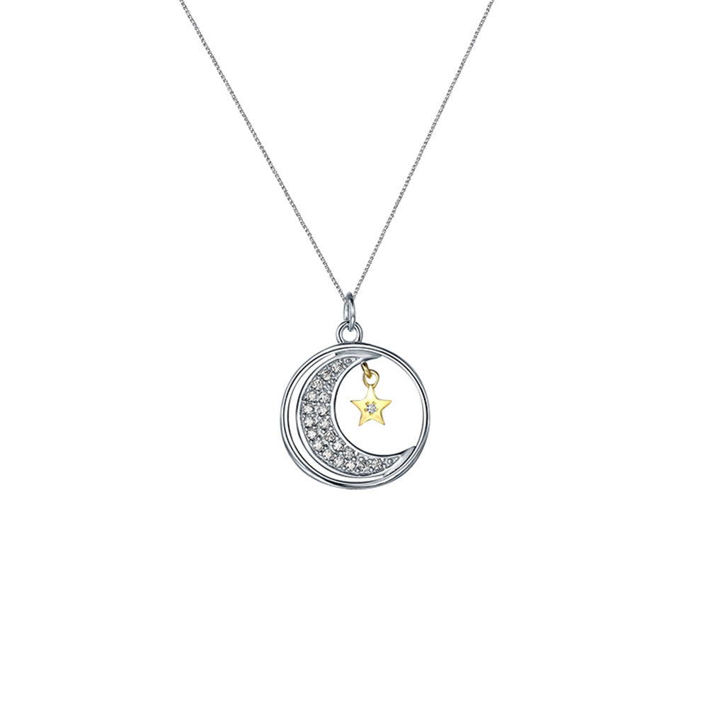 Light Luxury Moon Star Diamond Design Gift Box Pendant Necklace for Soul Sisters