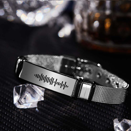 Men's Personalized Engraved Scannable Code Music Bracelet