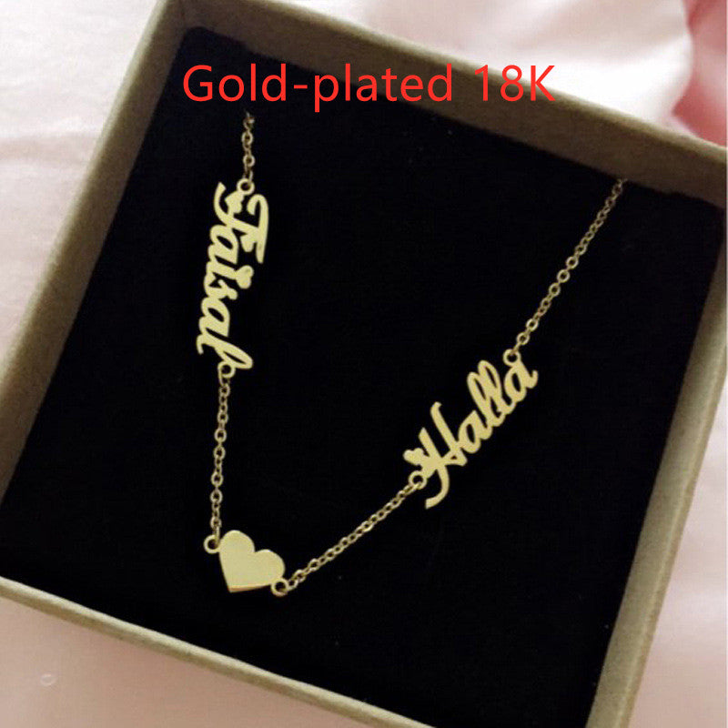 Personalized Custom Stainless Steel Gold Plated Two Name Necklace