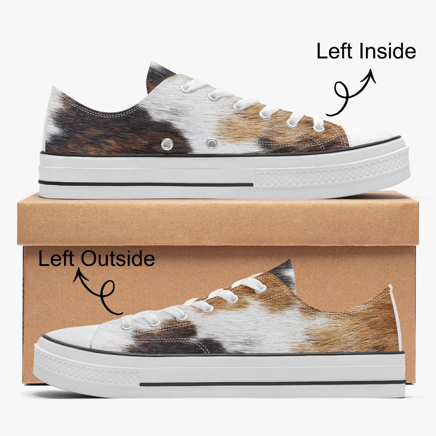 Unisex Custom Cowhide Print Low Canvas Shoes - Premium Sneakers from JetPrint - Just $36.99! Shop now at giftmeabreak