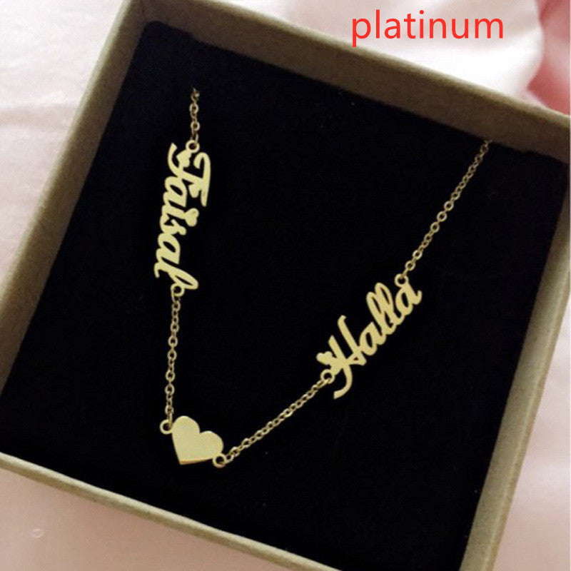 Personalized Custom Stainless Steel Gold Plated Two Name Necklace
