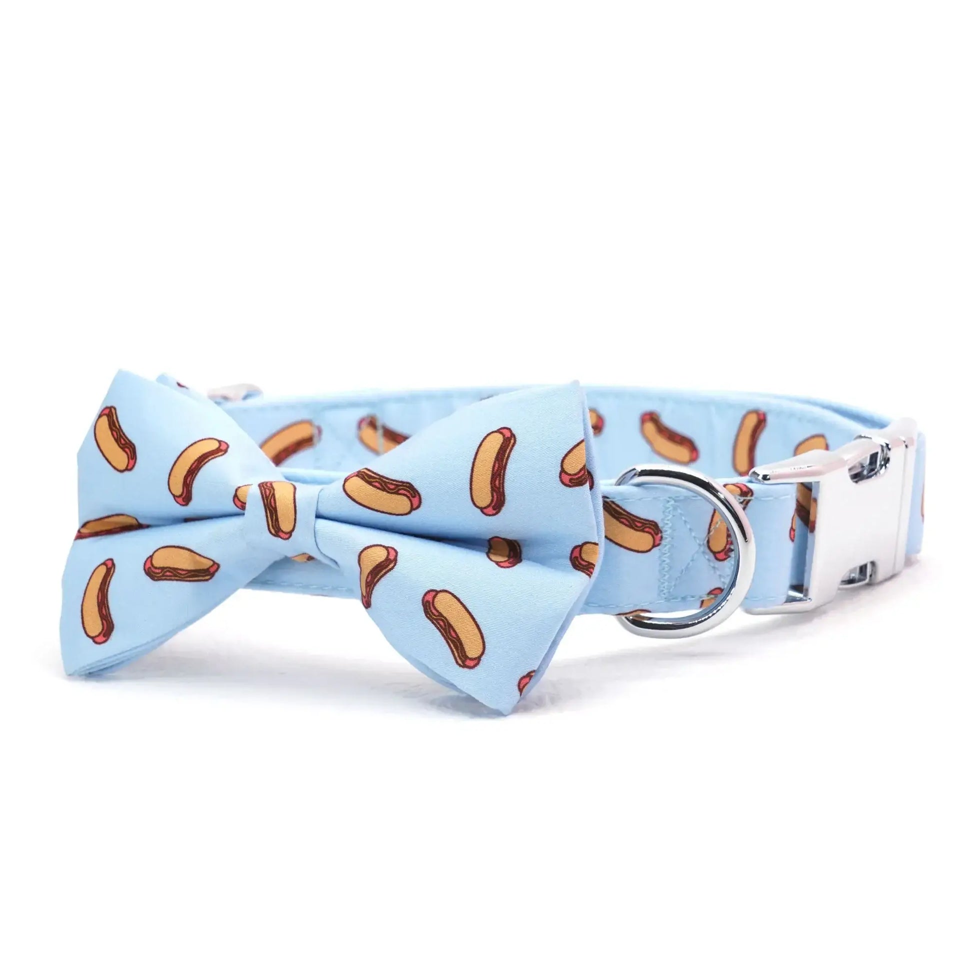 Personalized Hotdog Dog Collar Bow with Matching Leash and Harness