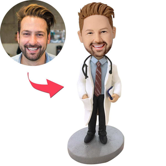 Custom Doctor with Stethoscope Personalized Bobblehead from Photo