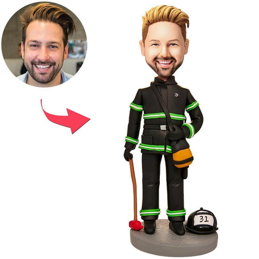 Custom Fireman with Hammer Personalized Bobblehead