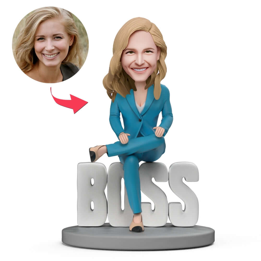 Lady Boss WORLD BEST BOSS Custom Bobblehead with Engraved Text