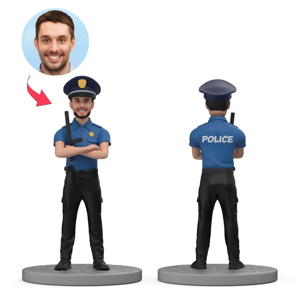 Policeman With Baton Custom Bobblehead with Text