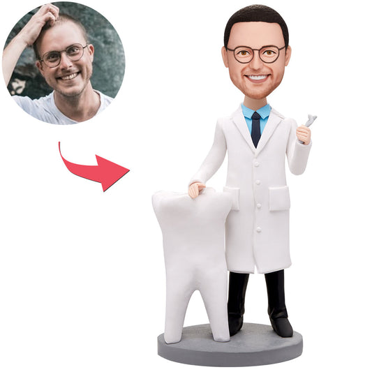 Personalized from Photo Male Dentist and Tooth Custom Bobblehead - Premium bobblehead from Mademine - Just $63.99! Shop now at giftmeabreak