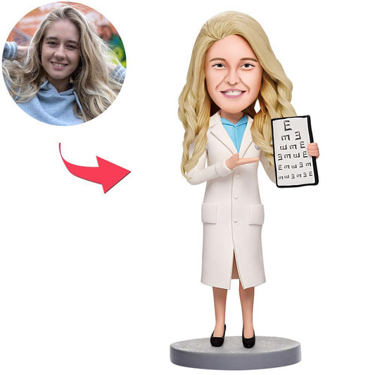 Personalized Female Ophthalmologist Bobbleheads with Engraved Text - Premium bobblehead from Gift Me A Break - Just $63.99! Shop now at giftmeabreak