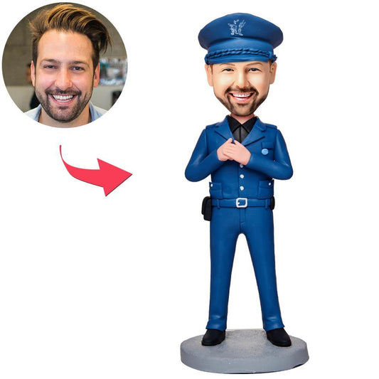 Personalized Custom Police Officer Bobblehead with Engraved Text