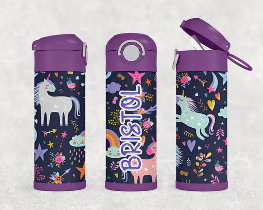 Personalized Unicorn Design 12oz Stainless Steel Kids Tumbler *Matching Lunch Box*