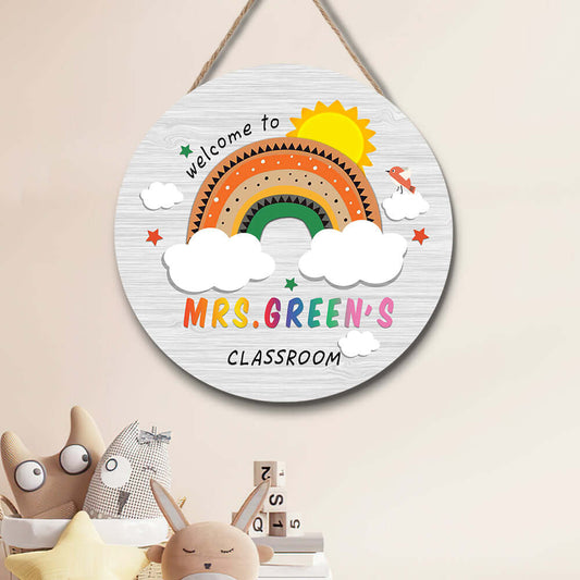 Custom Rainbow Teacher Door Sign, Welcome Gift for Teacher