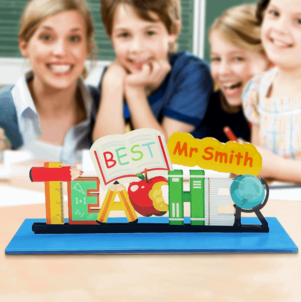 Custom Name Teacher Appreciation Table Decoration Best Teacher Sign