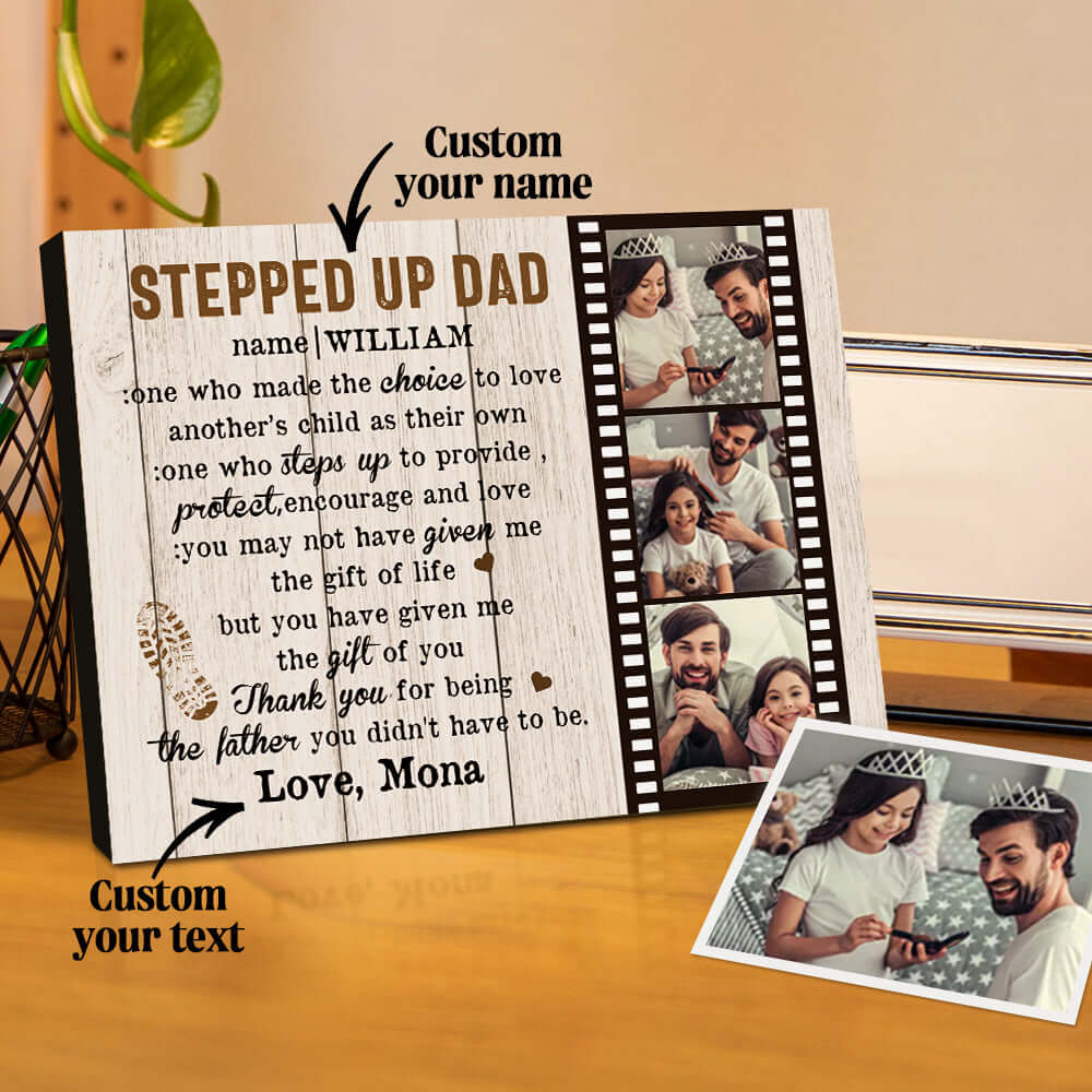 Personalized Custom Stepped Up Dad Film Photo Plaque