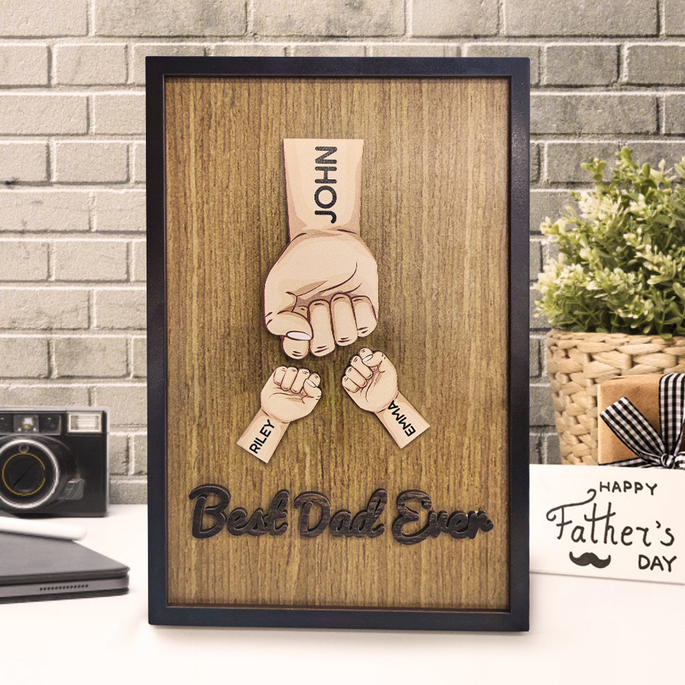 Personalized Father's Day Fist Bump Sign with Name Wooden Plaque Decor Gift for Dad - Premium plaque from MadeMine - Just $24.99! Shop now at giftmeabreak