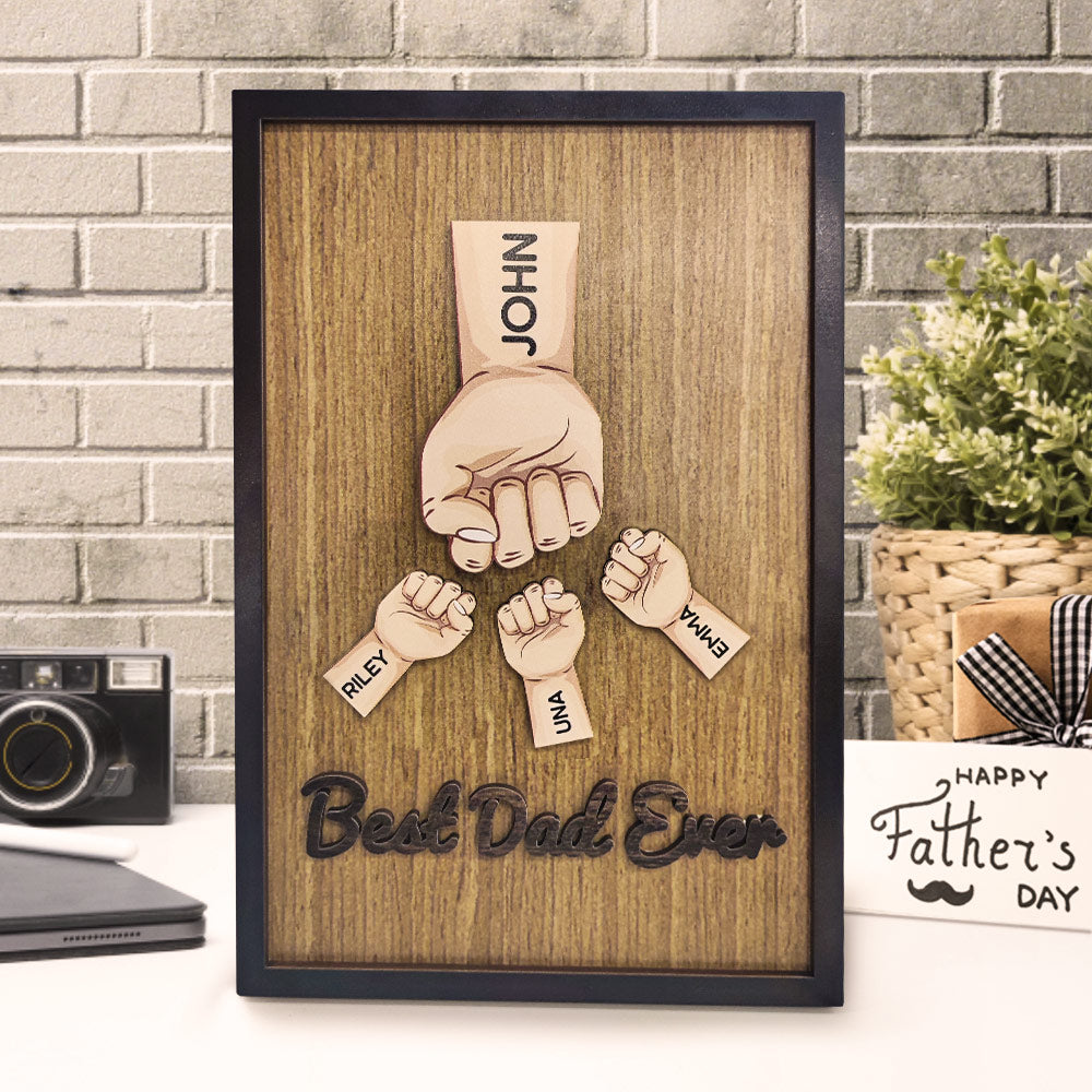 Personalized Father's Day Fist Bump Sign with Name Wooden Plaque Decor Gift for Dad - Premium plaque from MadeMine - Just $24.99! Shop now at giftmeabreak