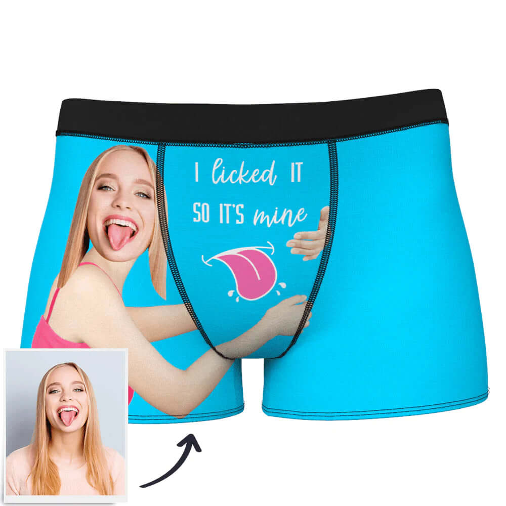Men's Personalized Custom Boxers with Your Face I Licked It Boxers