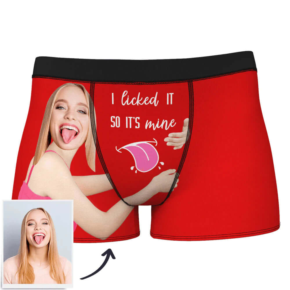 Men's Personalized Custom Boxers with Your Face I Licked It Boxers