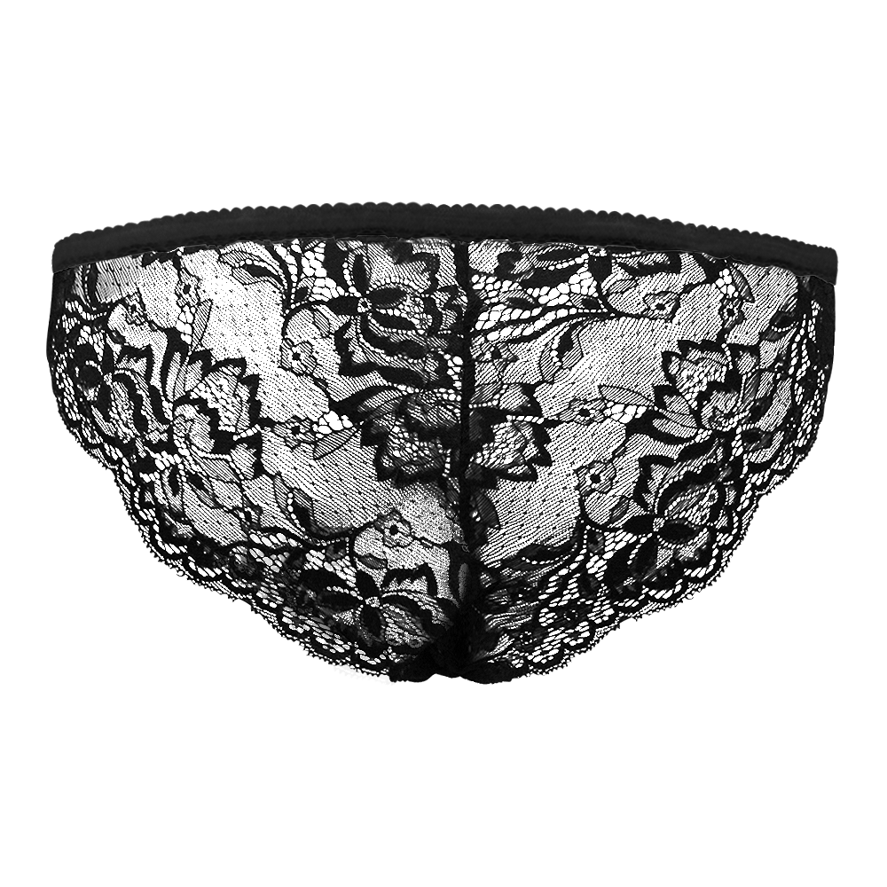 Women's Custom Photo Face Zipper Black Lace Panties Sexy Underwear