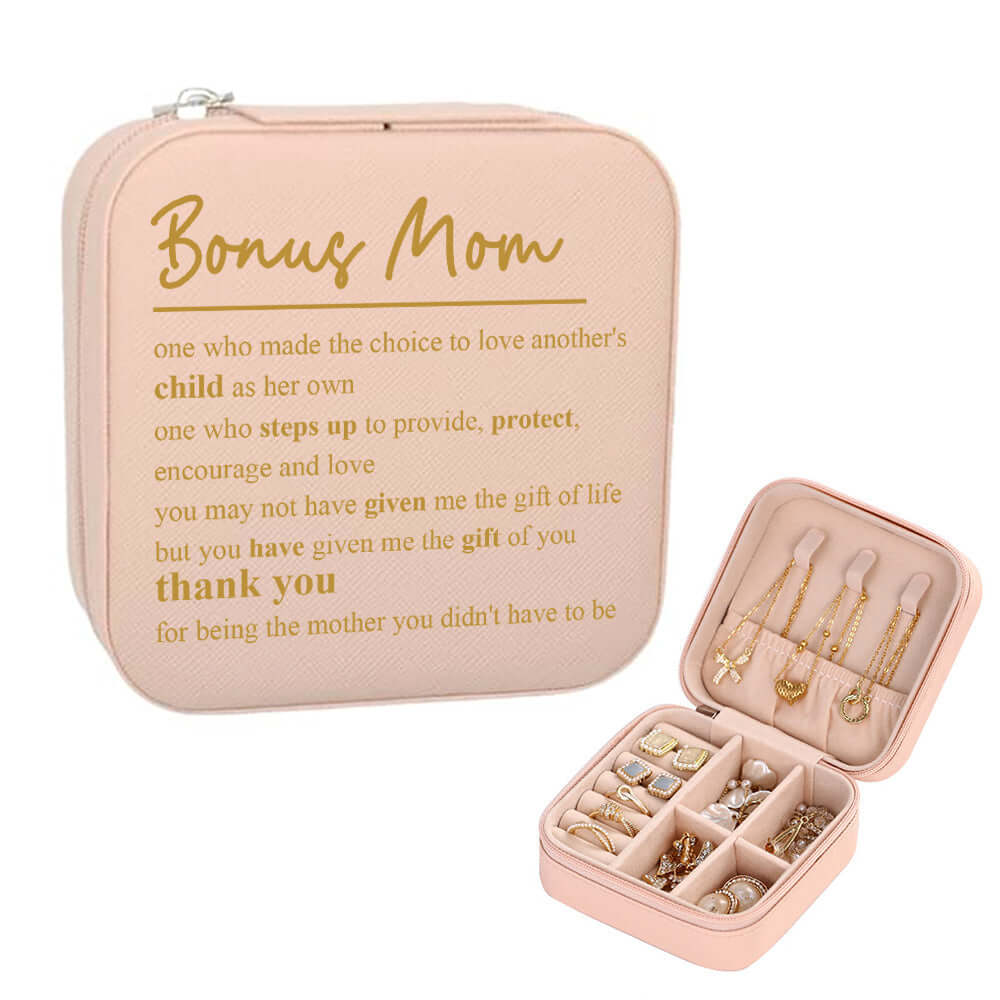 Personalized Bonus Mom Travel Jewelry Organizer Box