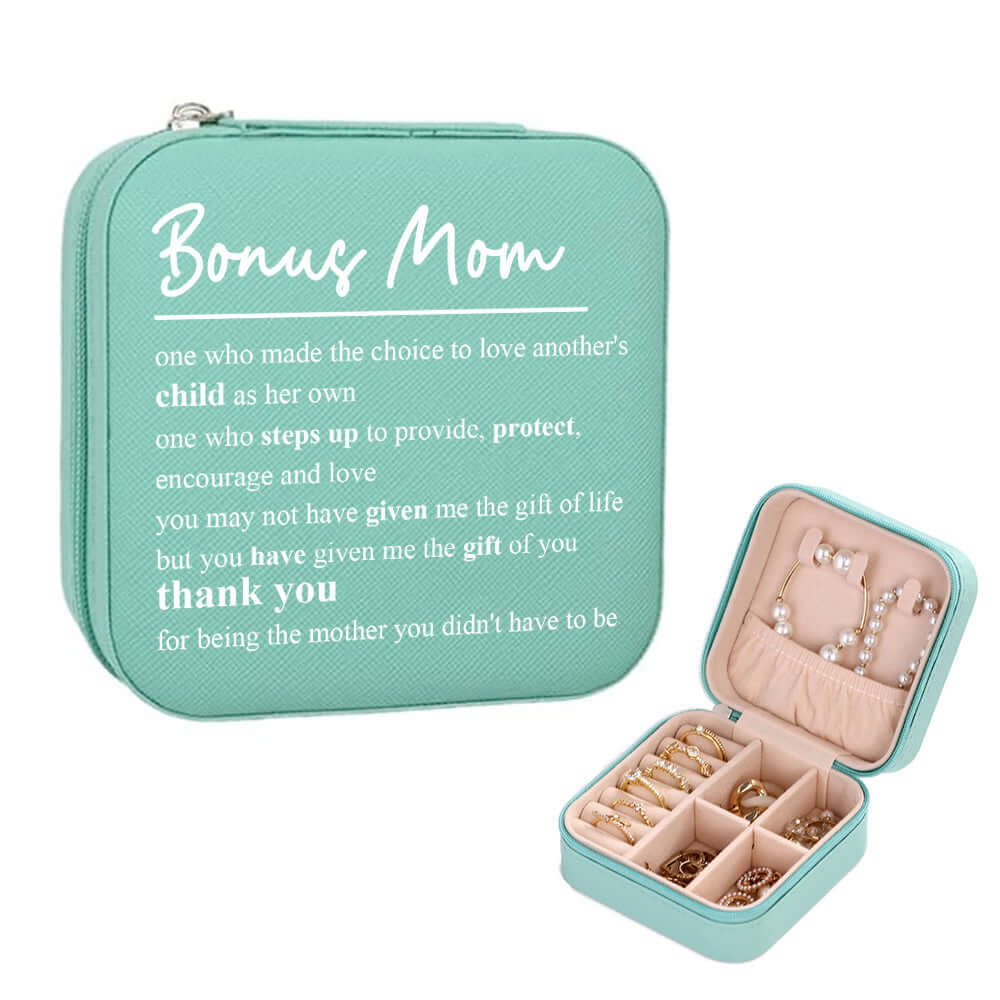 Personalized Bonus Mom Travel Jewelry Organizer Box