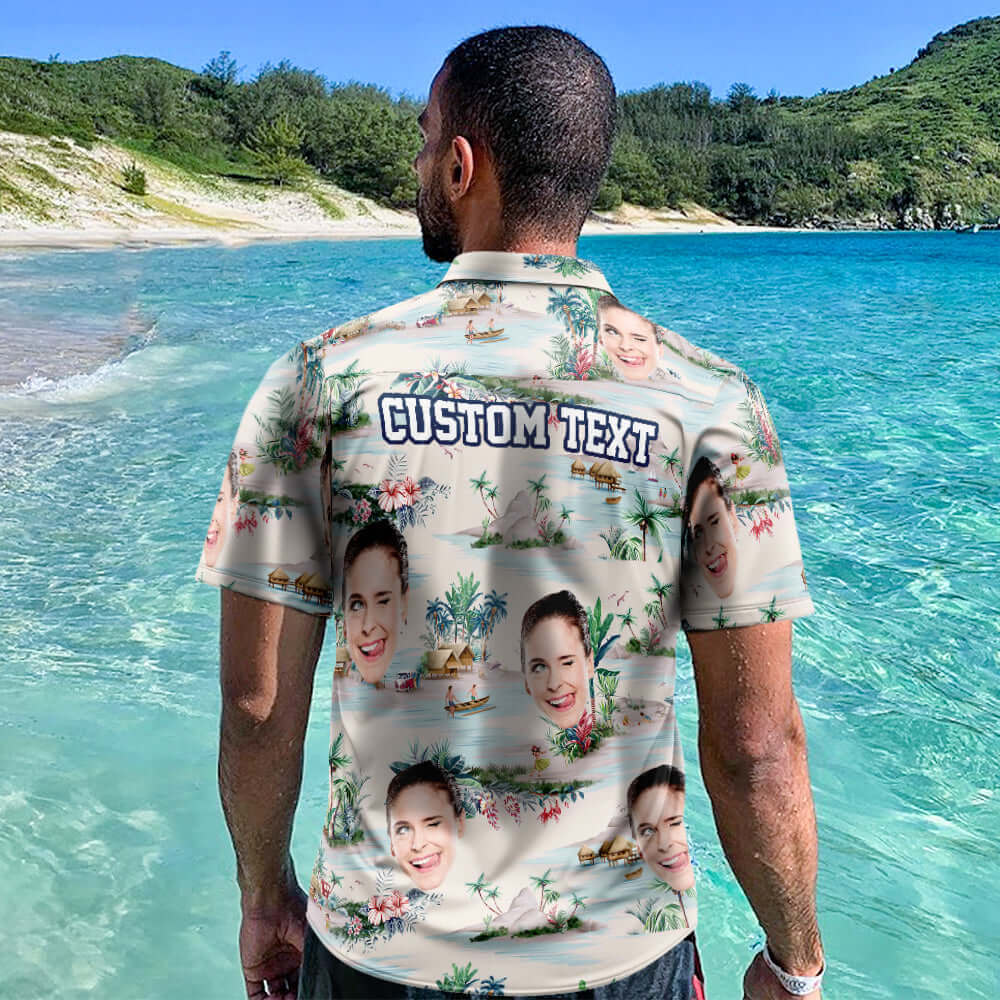 Men's Custom Face Cut Out Photo Aloha Hawaiian Island Shirt