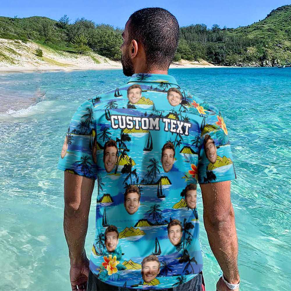 Custom Face Beach Shirts All Print Summer Hawaiian Shirt For Men