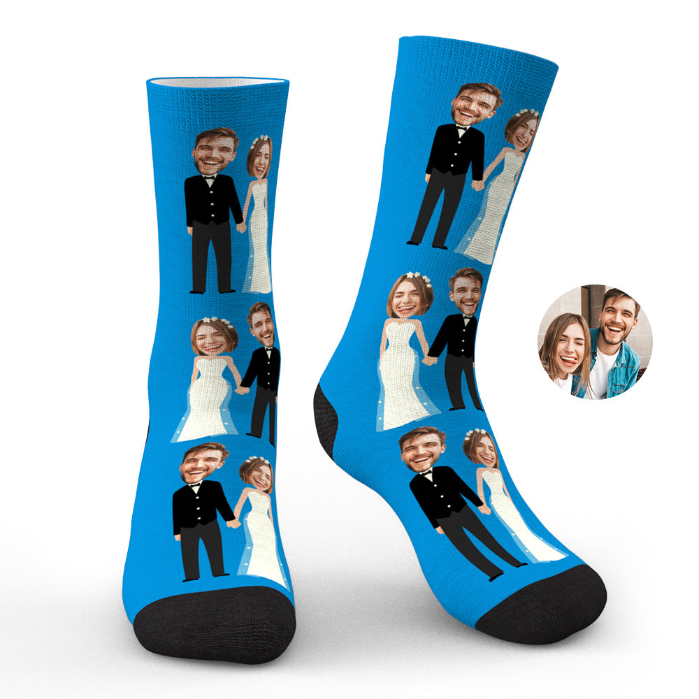 Personalized Custom Wedding Bride and Groom Socks Funny Couple Socks