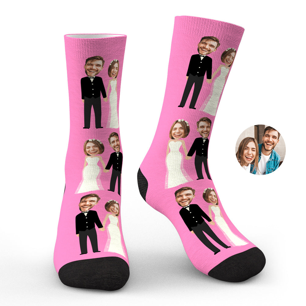 Personalized Custom Wedding Bride and Groom Socks Funny Couple Socks