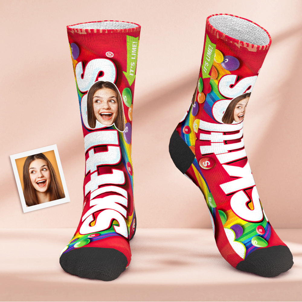 Personalized Custom Photo Face Socks Funny Colorful Snack Designs
