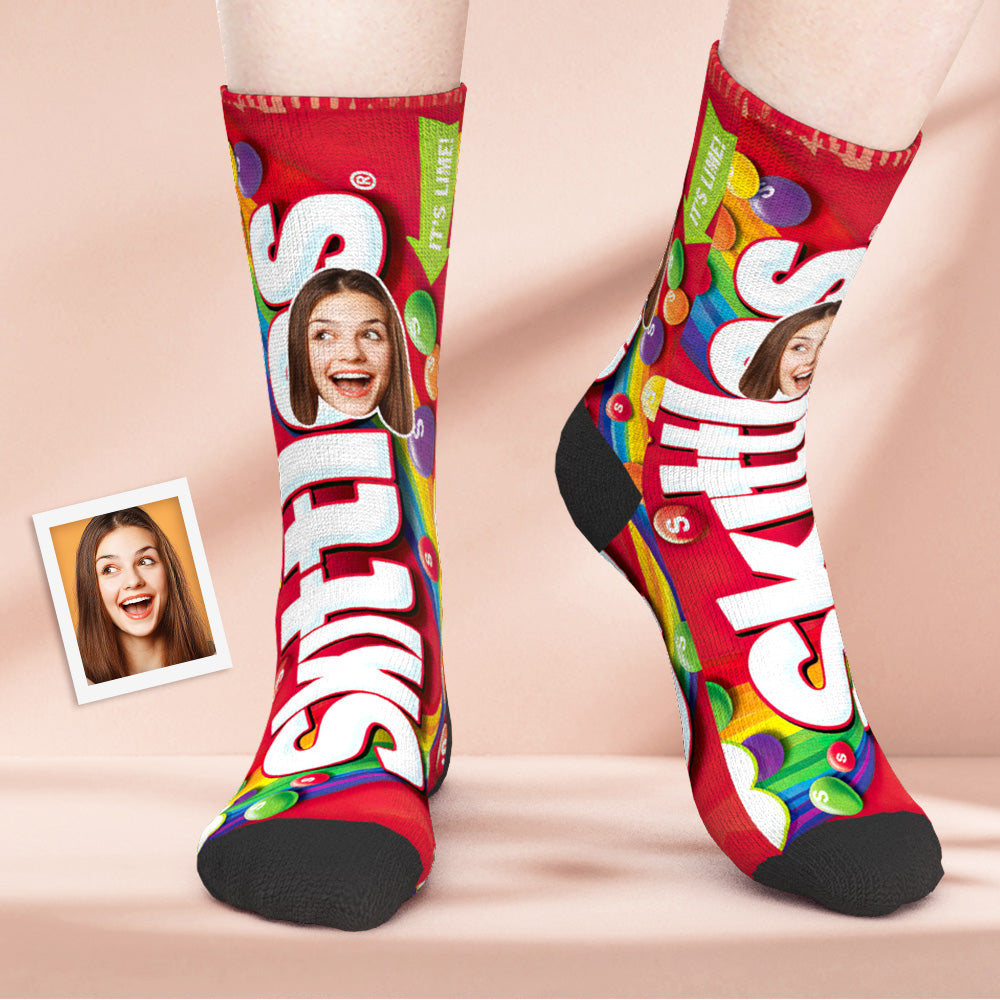 Personalized Custom Photo Face Socks Funny Colorful Snack Designs